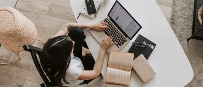 Working on computer