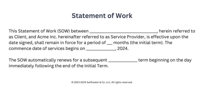 Statement of work example