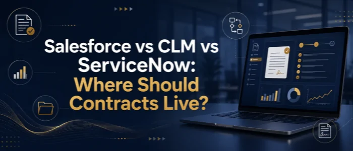 Salesforce vs CLM vs ServiceNow: where should contracts live, contract architecture banner