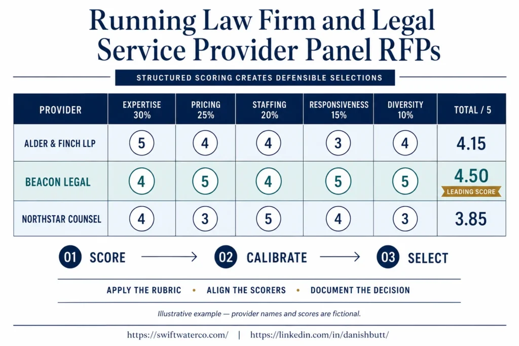 law firm panel selection scorecard - outside counsel management - legal spend management