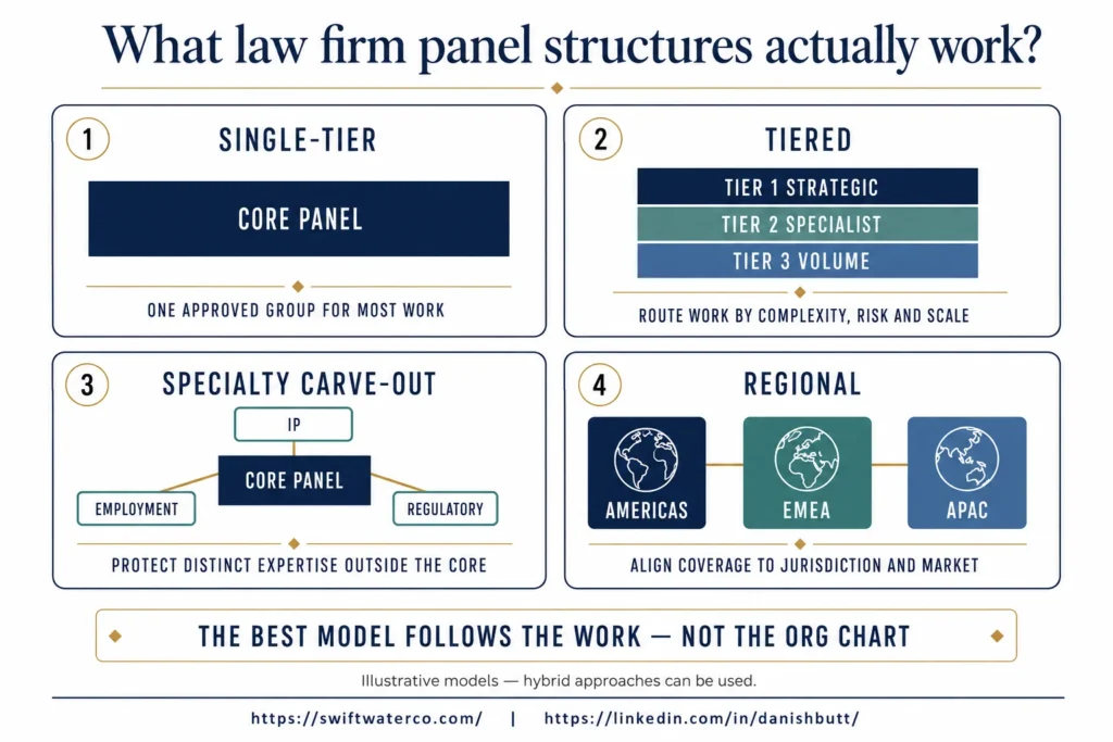 what law firm panel / legal service provider panel structures actually work - outside counsel management and spend management