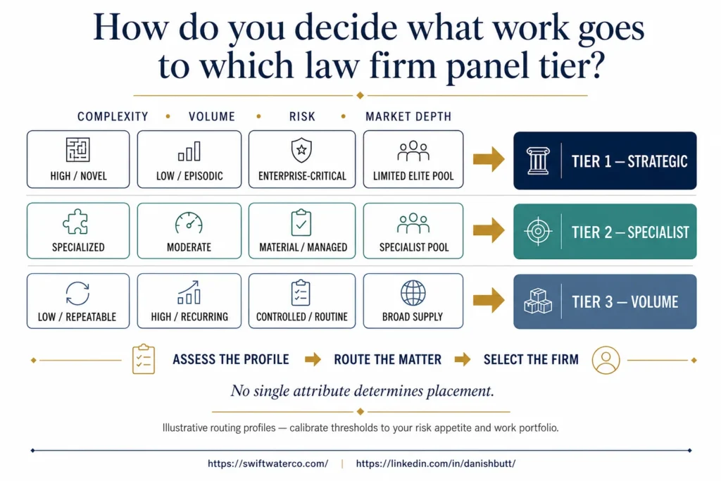 How to assign work to law firm panel firms - outside counsel management - legal spend management