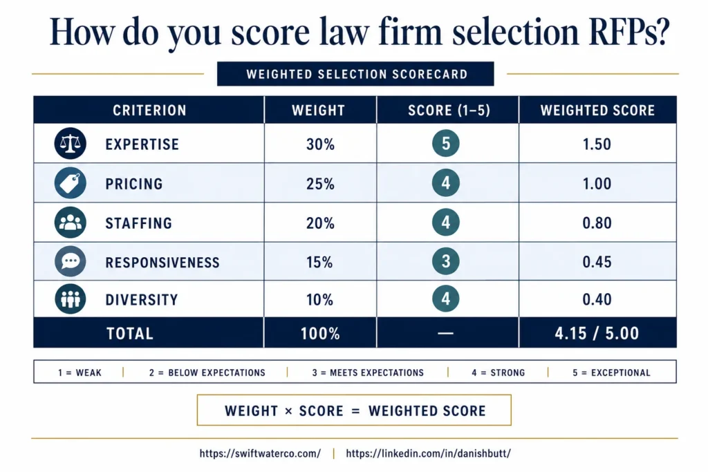 legal spend RFP scorecard - outside counsel management - legal spend