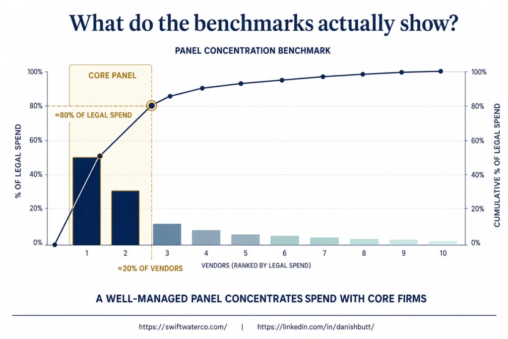 Number of panel law firms - outside counsel management - legal spend