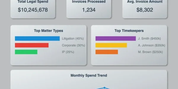 Legal spend dashboard powered by LEDES format billing analytics